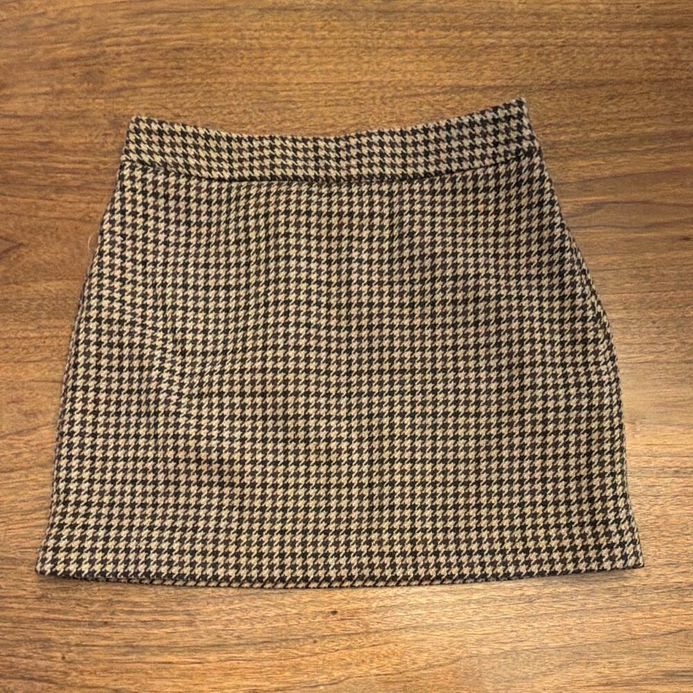 Banana Republic Wool Women Brown Houndstooth Skirt Career Pencil Office 8P